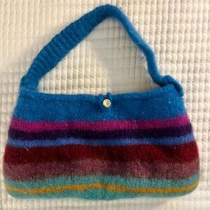 Colorful Striped Felted Wool Women's Bag